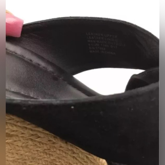 Tory Burch Kristen Black Suede Slip On Wedge Espadrilles Heels Size 9.5 MINT - Picture 7 of 16